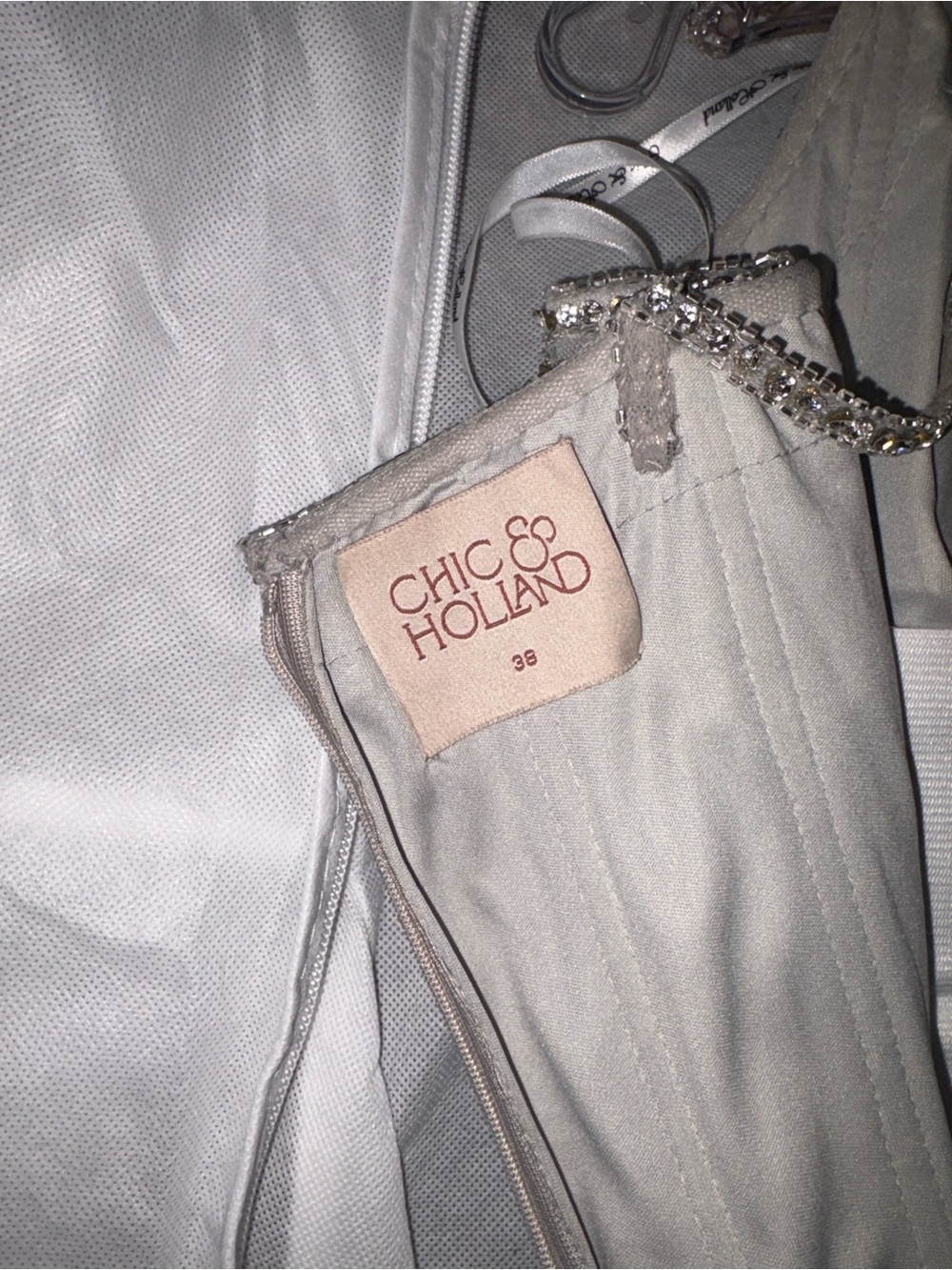 Chic and Holland. Sparkling Silver Beaded Spaghetti Strap Dress - Picture 11 of 13